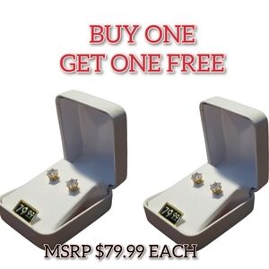 14K Gold Overlay 
Cubic Zirconia Stud Earrings BUY ONE GET ONE FREE!!! :)